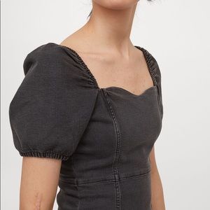Denim puff sleeve dress